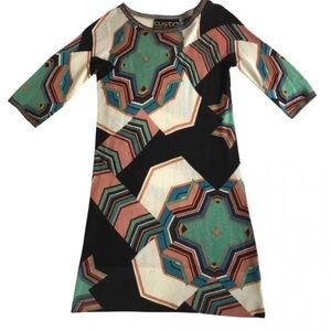 Vintage Custo Barcelona Grid Retro Geometric Dress Multicoloured Sz Large READ